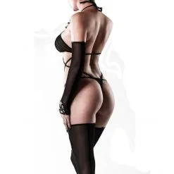 Grey Velvet Body Harnais 3 Pièces -Fetish bdsm boutique body harnais 3 pieces 2