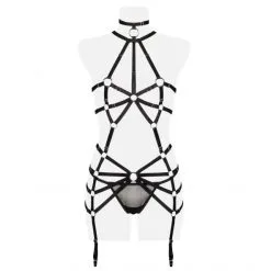 Grey Velvet Ensemble Body Harnais Et String -Fetish bdsm boutique body string harnais grey velvet 5