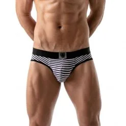 TOF Paris Brief Stripes Push-Up -Fetish bdsm boutique briefs stripes push up noir 04