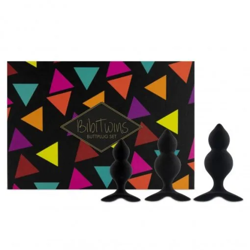 FeelzToys Coffret 3 Plugs Anal Bibi Twin -Fetish bdsm boutique coffret plug anal bibi twin noir 01
