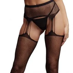 LE DÉSIR Collants Porte-jarretelles Rhinestone -Fetish bdsm boutique collants porte jarretelles rhinestone noir le desir 3