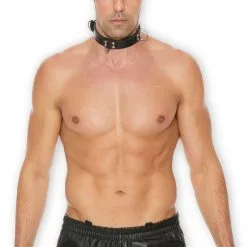Ouch! Collier à Anneaux Deluxe Cuir -Fetish bdsm boutique collier a anneau deluxe cuir noir 02