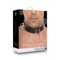 Ouch! Collier à Anneaux Deluxe Cuir -Fetish bdsm boutique collier a anneau deluxe cuir noir 03