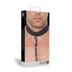 Ouch! Collier Laisse Néoprène -Fetish bdsm boutique collier laisse neoprene noir 06