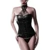 Grey Velvet Corset Collier -Fetish bdsm boutique corset collier 1