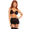 LEG AVENUE Ensemble Haut Froncé Et Jupe Jarretière -Fetish bdsm boutique ensemble haut fronce et jupe jarretiere noir 01