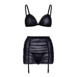 LEG AVENUE Ensemble Haut Froncé Et Jupe Jarretière -Fetish bdsm boutique ensemble haut fronce et jupe jarretiere noir 04