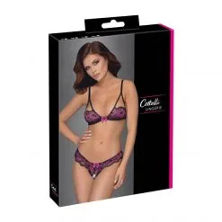 Cottelli Collection Ensemble Lingerie Ouverte Rose Et Noir Floral -Fetish bdsm boutique ensemble lingerie ouverte rose floral cotelli 06