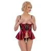 Abierta Fina Ensemble Lingerie Ouverte Jupe Rouge Et Noire -Fetish bdsm boutique ensemble lingerie ouverte rouge et noire abierta fina 01
