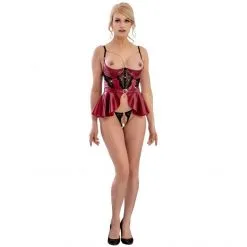 Abierta Fina Ensemble Lingerie Ouverte Jupe Rouge Et Noire -Fetish bdsm boutique ensemble lingerie ouverte rouge et noire abierta fina 03