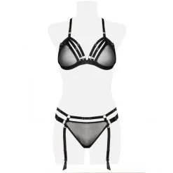 Grey Velvet Ensemble 3 Pièces -Fetish bdsm boutique ensemble 3 pieces grey velvet 15123 4