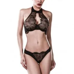 Grey Velvet Ensemble Dentelle 2 Pièces