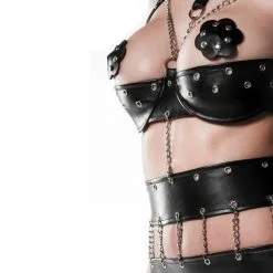Grey Velvet Ensemble Chaines Et Rivet -Fetish bdsm boutique ensemble chaines et rivet 4