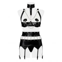 Grey Velvet Ensemble Chaines Et Rivet -Fetish bdsm boutique ensemble chaines et rivet 5