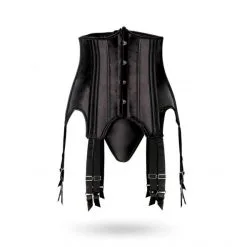Grey Velvet Ensemble Corset 3 Pièces -Fetish bdsm boutique ensemble corset 3 pieces 05