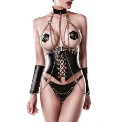 Grey Velvet Ensemble Corset 4 Pièces