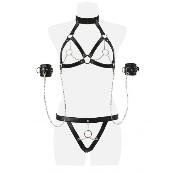 Grey Velvet Ensemble Cuir Et Chaines 5 Pièces 7 Grey Velvet Ensemble Cuir Et Chaines 5 Pièces – Image 5