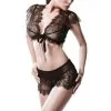 Grey Velvet Ensemble Dentelle Lacé -Fetish bdsm boutique ensemble dentelle 2 pieces 1