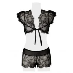 Grey Velvet Ensemble Dentelle Lacé -Fetish bdsm boutique ensemble dentelle 2 pieces 5