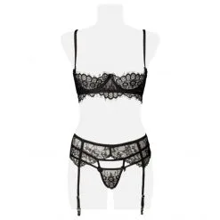 Grey Velvet Ensemble 5 Pièces Dentelles -Fetish bdsm boutique ensemble dentelle 5pieces grey velvet 5