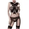 Grey Velvet Ensemble Dentelle Florale 3 Pièces -Fetish bdsm boutique ensemble dentelle florale grey velvet 15262