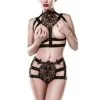 Grey Velvet Ensemble Harnais -Fetish bdsm boutique ensemble harnais 2 pieces 1