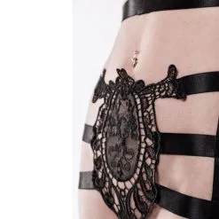 Grey Velvet Ensemble Harnais -Fetish bdsm boutique ensemble harnais 2 pieces 3