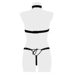 Grey Velvet Ensemble Harnais Chaines Et Cuir -Fetish bdsm boutique ensemble harnais chaines cuir 6