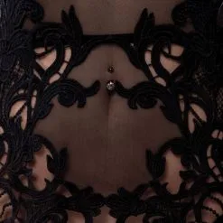 Grey Velvet Guêpière Dentelle Et String -Fetish bdsm boutique ensemble neglige dentelle 2 pieces 4