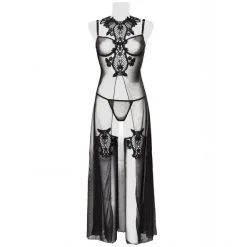 Grey Velvet Ensemble Nuisette Longue Erotique -Fetish bdsm boutique ensemble nuisette longue grey velvet 15264 5
