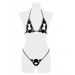 Grey Velvet Ensemble Sexy Bondage 4 Pièces -Fetish bdsm boutique ensemble sexy bondage 4 pieces 6