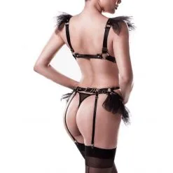 Grey Velvet Ensemble Tulle 4 Pièces -Fetish bdsm boutique ensemble tulle 4 pieces 2