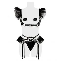 Grey Velvet Ensemble Tulle 4 Pièces -Fetish bdsm boutique ensemble tulle 4 pieces 4