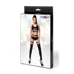 Saresia Ensemble Wetlook 3 Pièces Œillets Et Chaîne -Fetish bdsm boutique ensemble wetlook 3 pieces oeillets et chaine 4