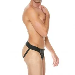 UOMO Jock En Cuir Zipper -Fetish bdsm boutique jock cuir zipper uomo noir 06