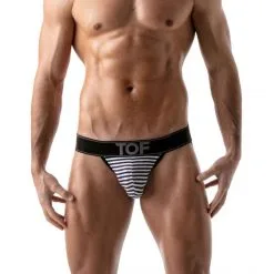 TOF Paris Jockstrap Stripes Push-Up -Fetish bdsm boutique jockstraps stripes pushup noir 04