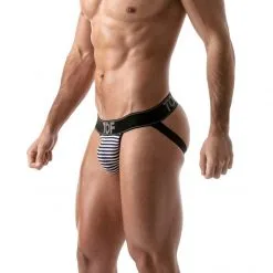 TOF Paris Jockstrap Stripes Push-Up -Fetish bdsm boutique jockstraps stripes pushup noir 05