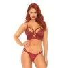 LEG AVENUE Ensemble Dentelle Et Laçage 2 LEG AVENUE Ensemble Dentelle Et Laçage -Fetish bdsm boutique lace bralette with sheer thong rouge 1
