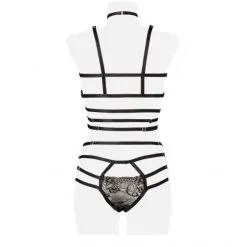 Grey Velvet Ensemble 2 Pièces Harnais Et Dentelle -Fetish bdsm boutique lingerie harnais dentelle grey velvet 6