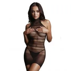 LE DÉSIR Mini Robe High Lace Neck Net