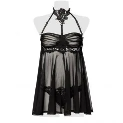 Grey Velvet Négligé N° 20026 -Fetish bdsm boutique neglige n20026 grey velvet 3