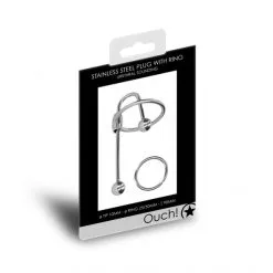 Ouch! Plug Urétral Avec Anneau De Gland Métallique 90 Mm -Fetish bdsm boutique plug uretral avec anneau de gland metallique 90 mm 04