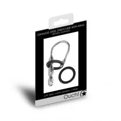 Ouch! Plug Urétral Métallique Anneau De Gland Silicone 90 Mm -Fetish bdsm boutique plug uretral metallique anneau stretcher silicone 90 mm 03