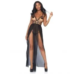 LEG AVENUE Robe Longue à Lanière 8 LEG AVENUE Robe Longue à Lanière -Fetish bdsm boutique robe longue laniere leg avenue noir 03