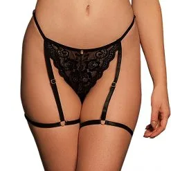 LE DÉSIR String Dentelle Avec Jarretière Marie