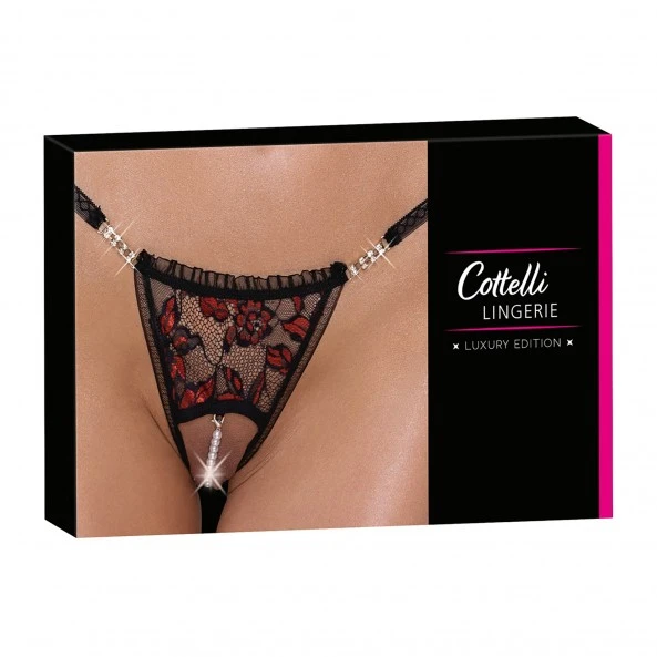 Cottelli Collection String Ouvert Dentelle Florale Bicolore Et Perles 8 Cottelli Collection String Ouvert Dentelle Florale Bicolore Et Perles – Image 6