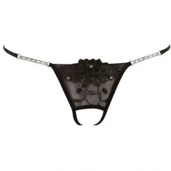 Cottelli Collection String Strass Et Broderie Rose -Fetish bdsm boutique string ouvert noir cottelli collection strass broderie rose 3