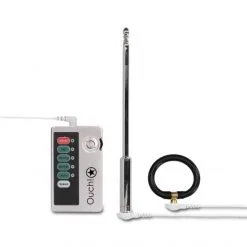 Ouch! Tige à Urètre Métallique Et Anneau Avec Electrostimulation 214 Mm