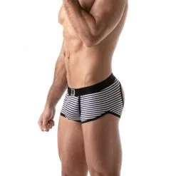 TOF Paris Boxer Stripes Push-Up Bottomless -Fetish bdsm boutique trunks stripes pushup bottomless noir 05